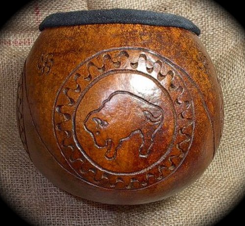 Buffalo Carved Gourd art