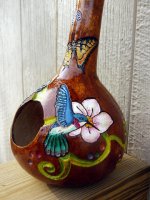 Close up gourd bird feeder