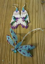 Butterfly pin and earrings