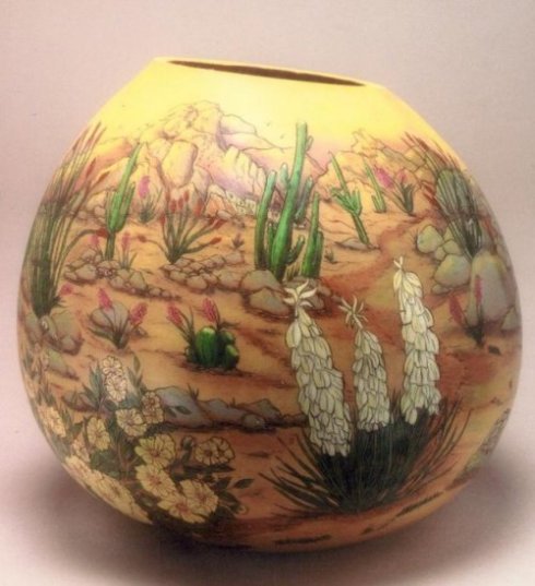 Gerri Bishop gourd art bowl